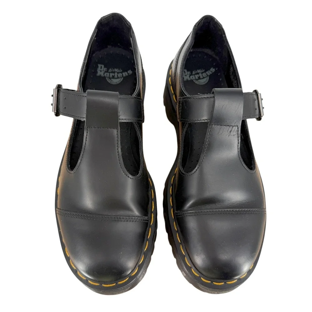 Dr. Martens Bethan Mary Jane T-bar Chunky Lug Platform Women 42 10 Smooth Black